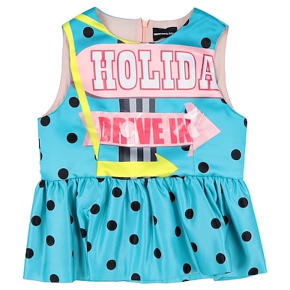 NWT Marco Bologna Designer Girls Peplum Top in Teal and Pink - Picture 1 of 3